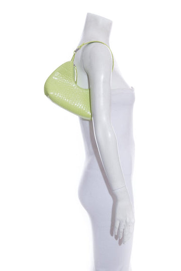 By Far "Amber" Lime  Embossed Croc Leather Handbag
