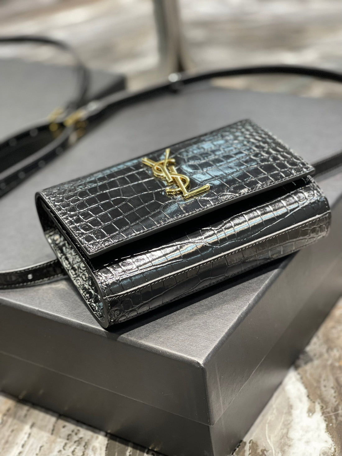 Yves Saint Laurent Kate Belt Bag Light Black , Women’s Bags 7in/18cm