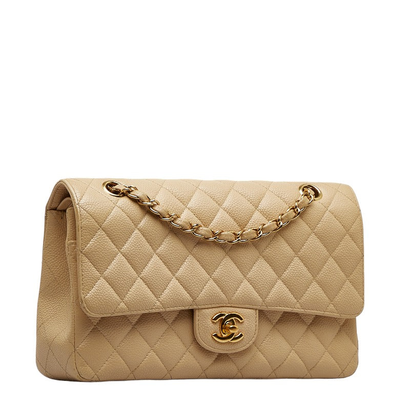 New 1:1 Rep Top Quality Chanel Matrases 25 Double Flat Chain houlder Bag Beige Caviar S  Chanel