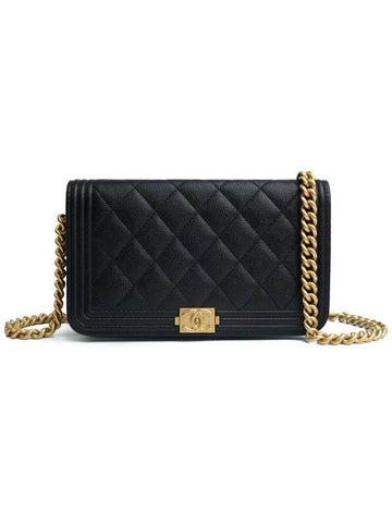 Boy Flap Phone Holder Calfskin Cross Bag Black Chanel