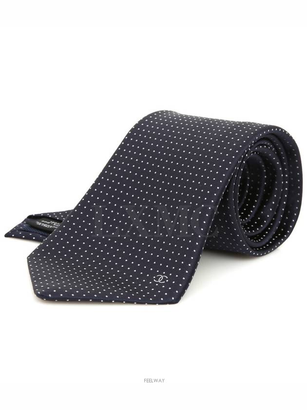 Tie gift men s CC silk navy polka dots Chanel