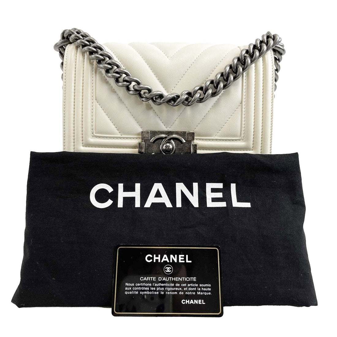 Top Quality Chanel Boy New Chevron Quilted White Shoulder Bag Mini