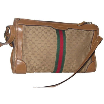 Gucci  Pursesdesigner Purses Brown Small G Logo Print Fabric And Camel Leather With Redgreen