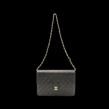 Black Leather Chanel Shoulder Bag