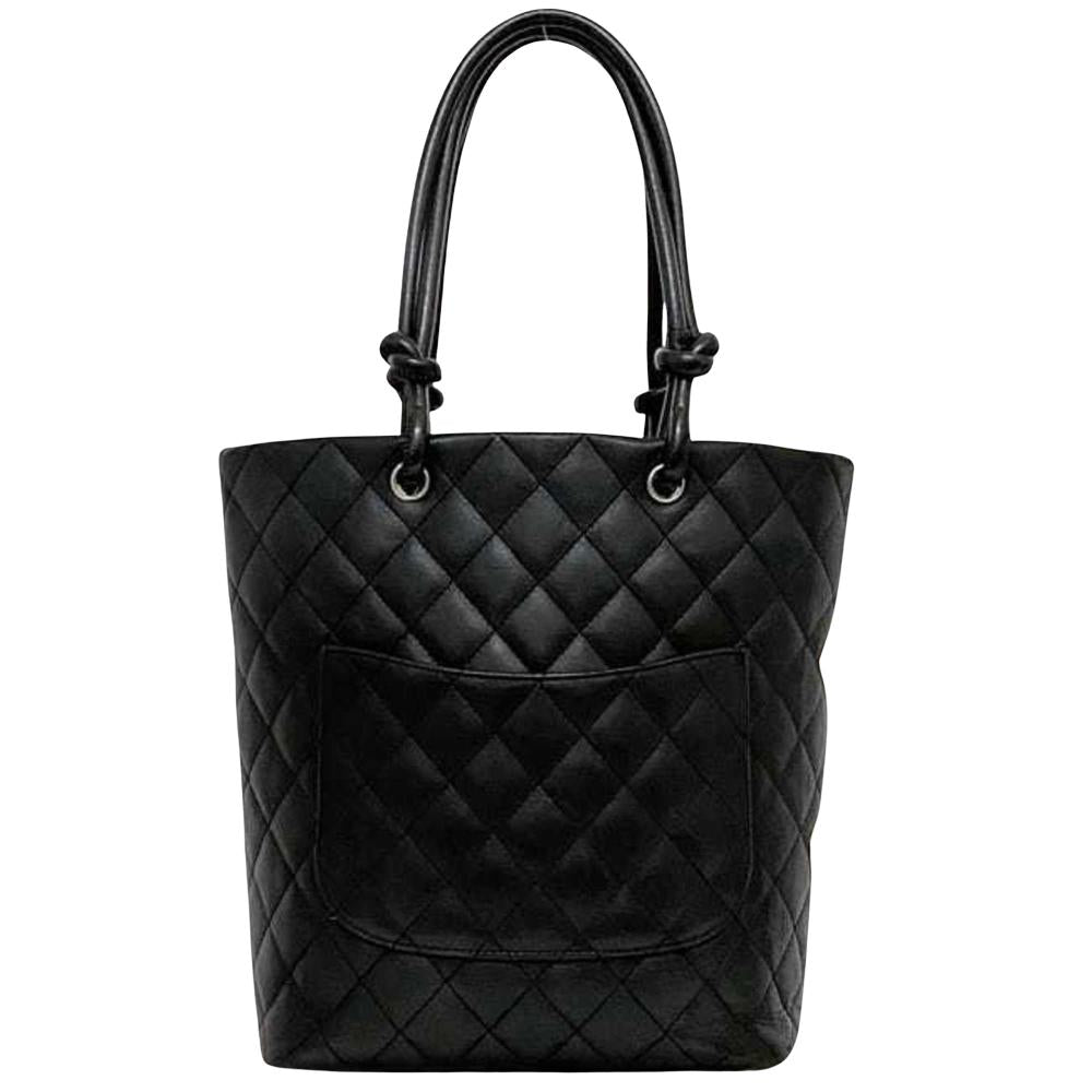 Black Leather Chanel Tote