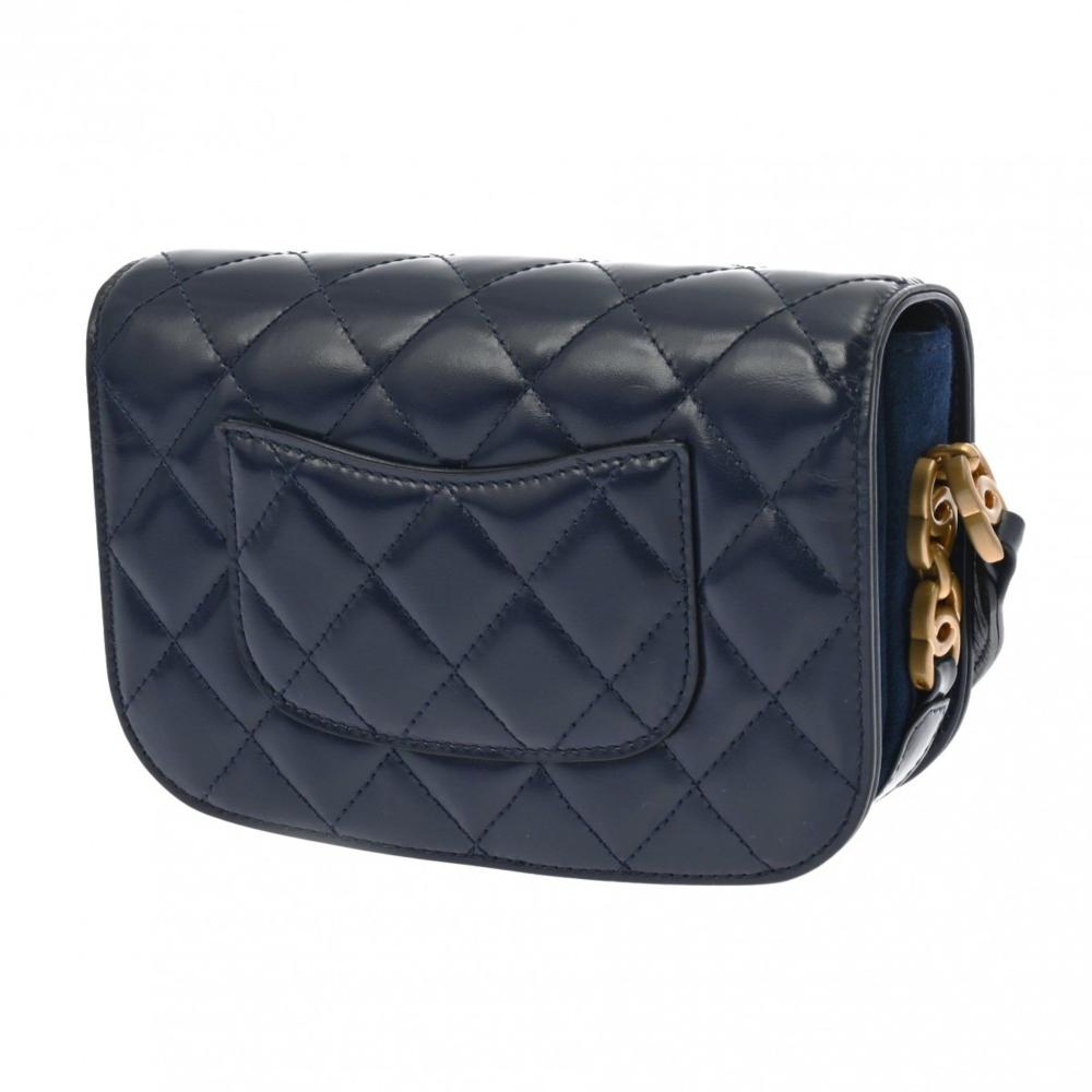 Navy Leather Chanel Shoulder Bag