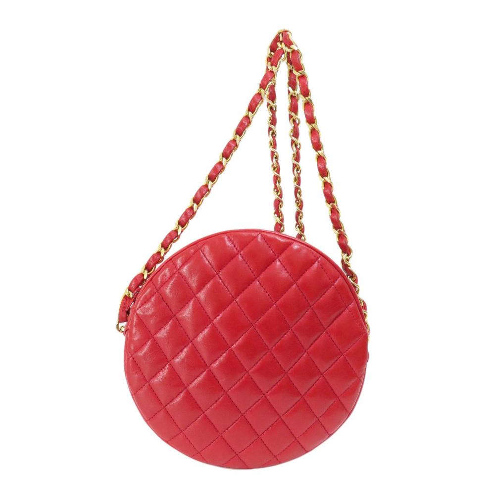 Red Leather Chanel Shoulder Bag