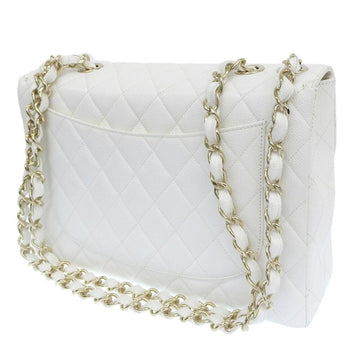 White Fabric Chanel Shoulder Bag