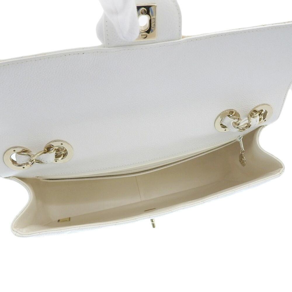 White Fabric Chanel Shoulder Bag