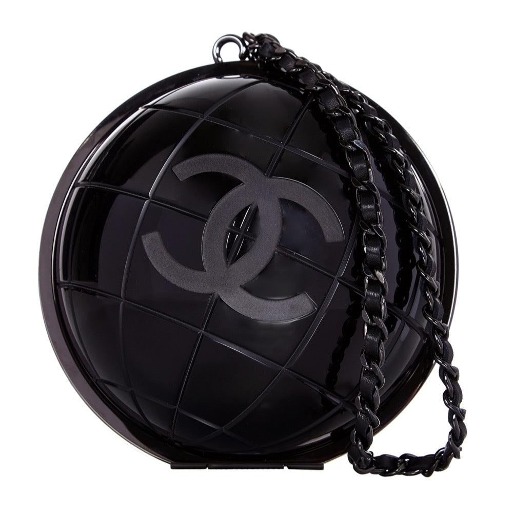 Top Quality Chanel Black Globe Minaudiere Clutch