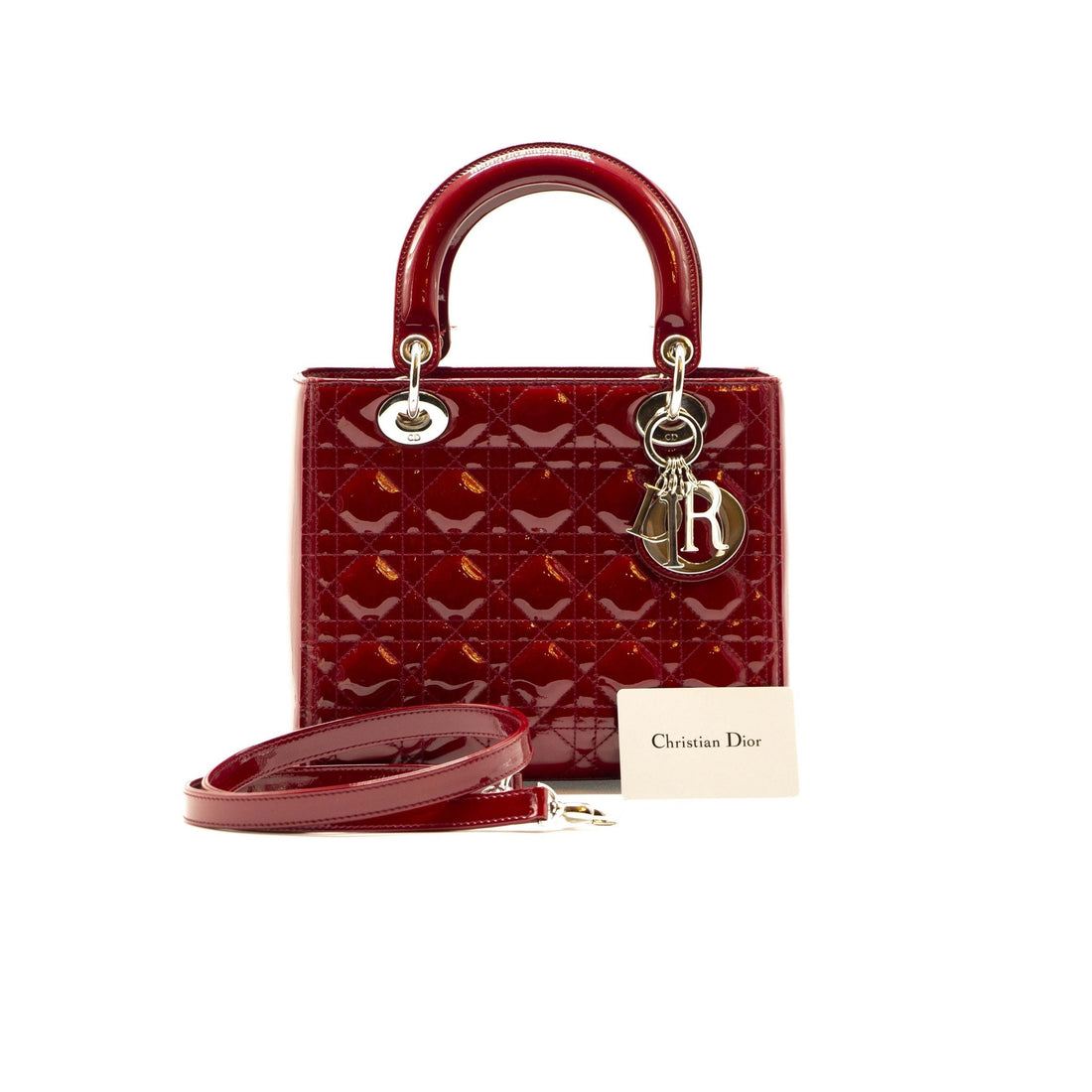 Top quality Dior Rouge Patent Cannage Quilted Leather Medium Lady Top quality Dior Tote
