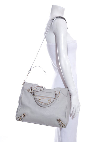 Balenciaga Dove Grey "Metallic Edge Medium City Bag" Cross-Body