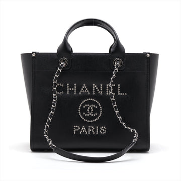 New 1:1 Rep Top Quality Chanel Deauville Caviar S 2WAY Handbag Black Silver G  25th