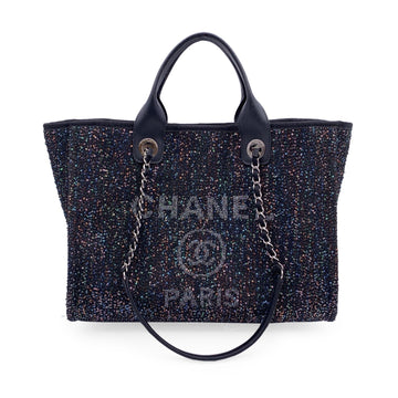 Top Quality Chanel Black Sequin Sparkle Canvas Medium Deauville Tote Bag