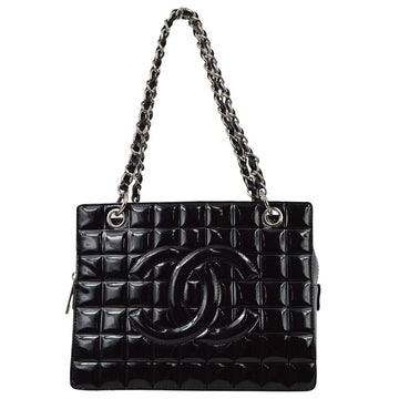 New 1:1 Rep Top Quality Chanel * Black Patent Choco Bar Chain Tote Handbag