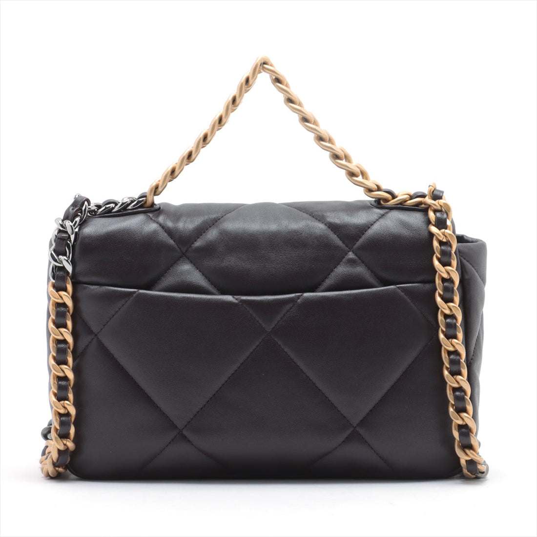 New 1:1 Rep Top Quality Chanel 19 in Chain Shoulder Bag Brown Gold x Silver Gold IC Chip