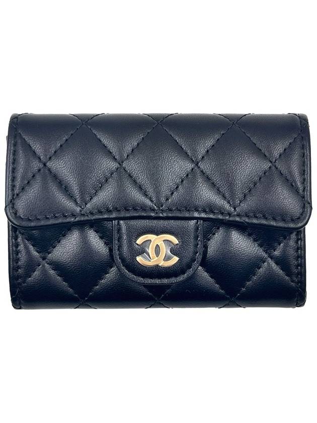 Classic Card Holder Lambskin Gold Black Chanel