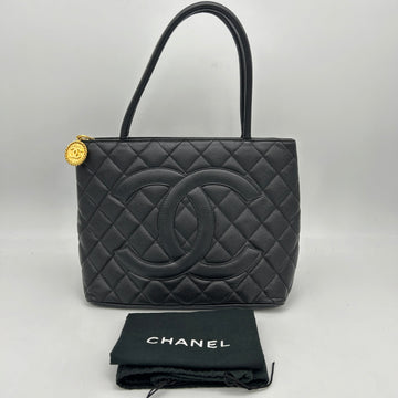 Top Quality Chanel Black Caviar Medallion Tote Handbag 2001-2003