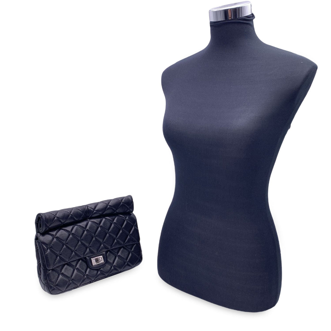 Top Quality Chanel Black Quilted Leather Reissue Roll 2.55 Clutch Bag