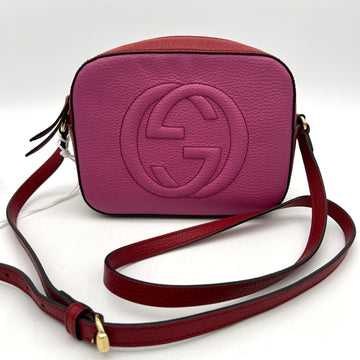Gucci Soho Small Shoulder Bag in pink and red leather LA12338