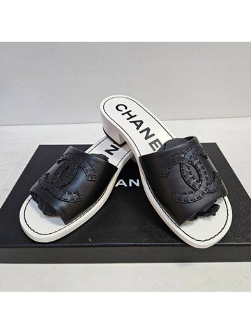 middle heel mule sandals Chanel