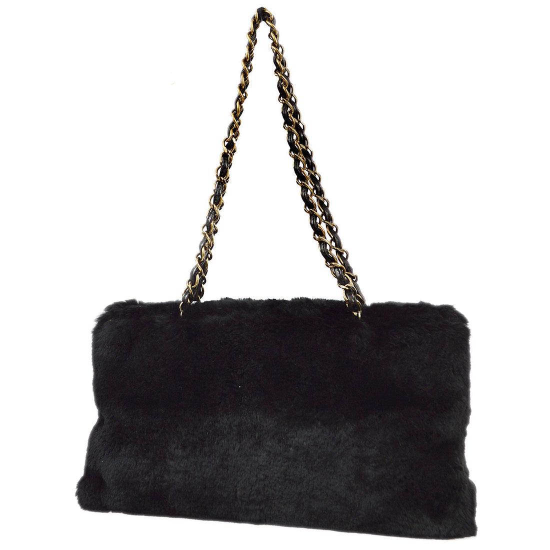 New 1:1 Rep Top Quality Chanel 2000-2001 Black Fur Tote Handbag