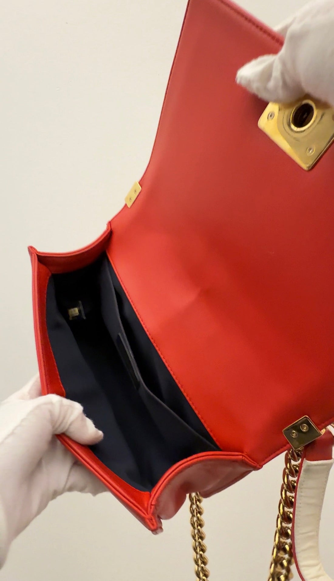Top Quality Chanel Boy Flap Bag Cube Embossed Lambskin Old Medium Red B23-65