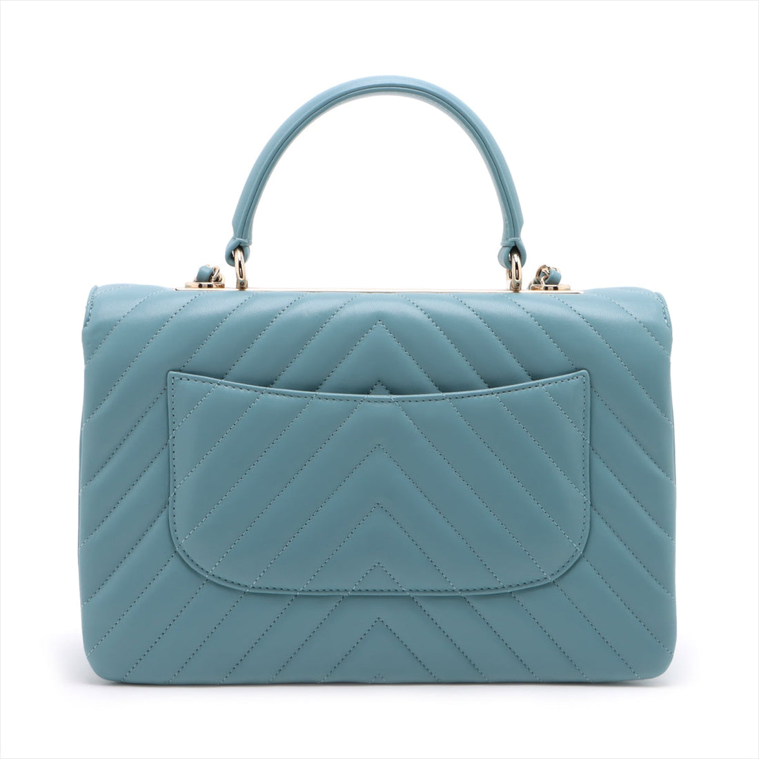 Top Quality Chanel Chevron Top Handle Bag in Light Blue 25th Series