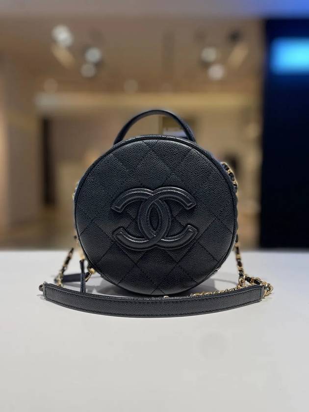 Caviar Cosmetic Small Tambourine Case Top Handle 23 Years AS3875 Chanel