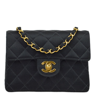 New 1:1 Rep Top Quality Chanel Black Satin Mini Classic Square Flap Bag 17