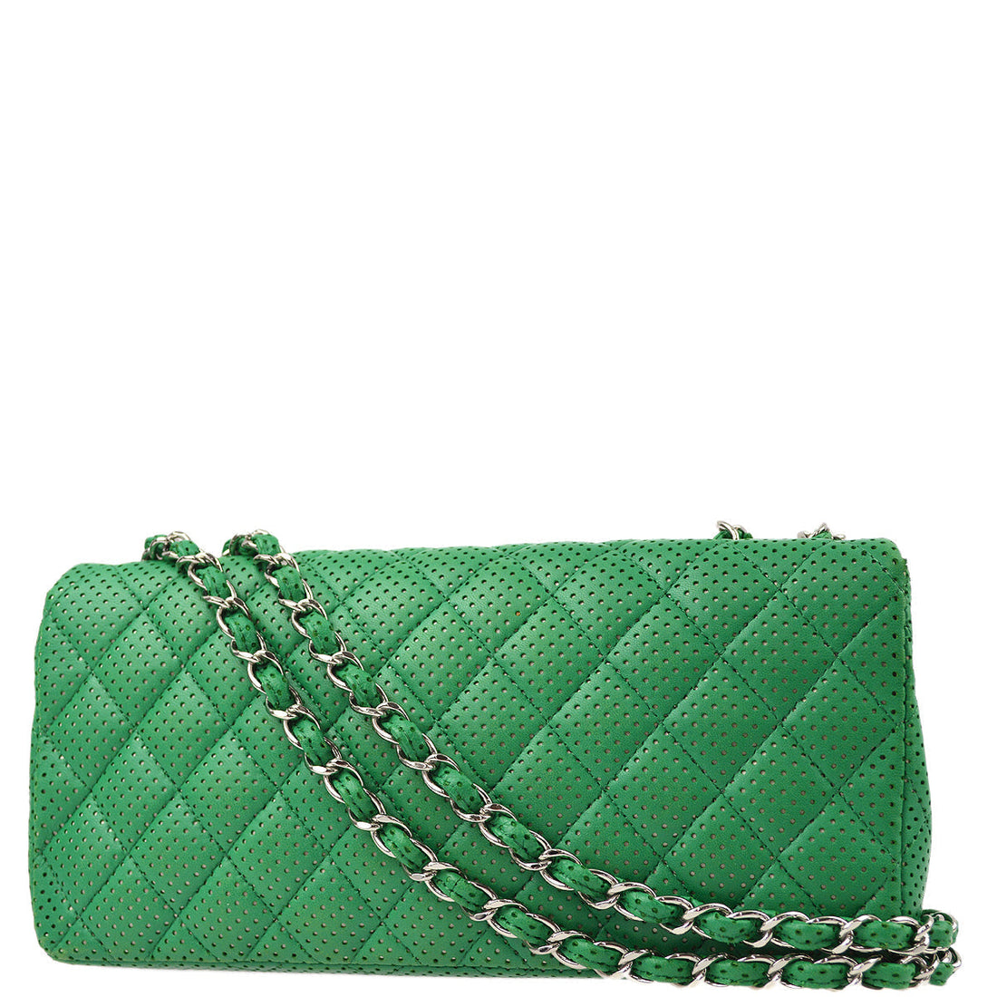 New 1:1 Rep Top Quality Chanel Green Perforated Lambskin East West Shoulder Bag