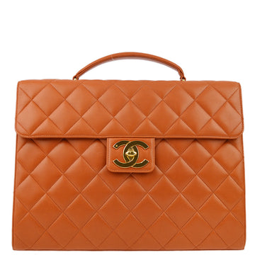 New 1:1 Rep Top Quality Chanel Orange Lambskin Briefcase Business Handbag