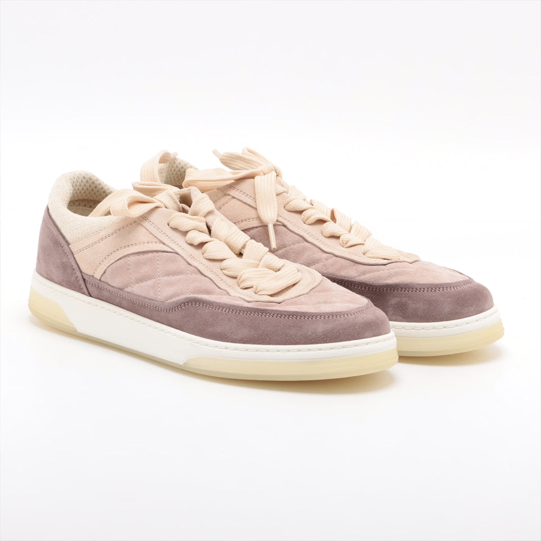 New 1:1 Rep Top Quality Chanel Coco Matrasse Suede Trainers 39  Beige X Pink G38740