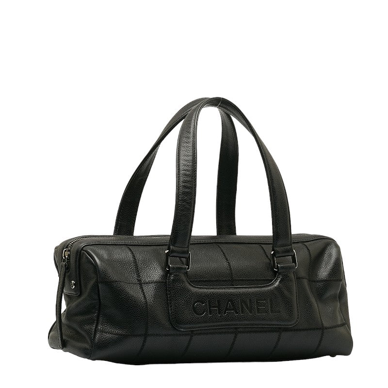 New 1:1 Rep Top Quality Chanel Chocolate Bar Logo Mini Boston Bag Handbag Black Caviar S  CHANEL