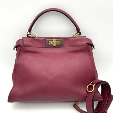FENDI Vitello Seta Medium Peekaboo Iconic Satchel Magenta LA29041