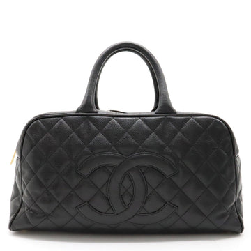 Top Quality Chanel Mattress Cocomark Handbag Mini Boston Bag Caviar Skin Leather Black Black Gold  A20997