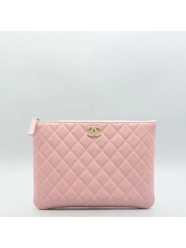 AP2968 Light pink color caviar gold logo decoration clutch Chanel
