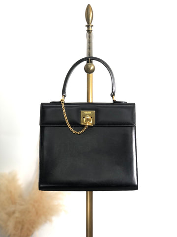 CELINE Gancini Top Handle Handbag Black New 1:1 whcwed