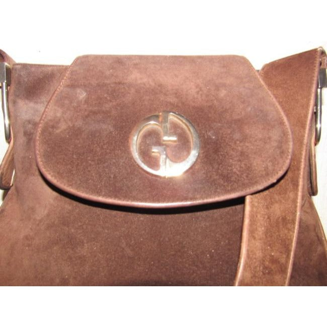 Gucci  Pursesdesigner Purses Brown Suedeleather Suedeleather Satchel
