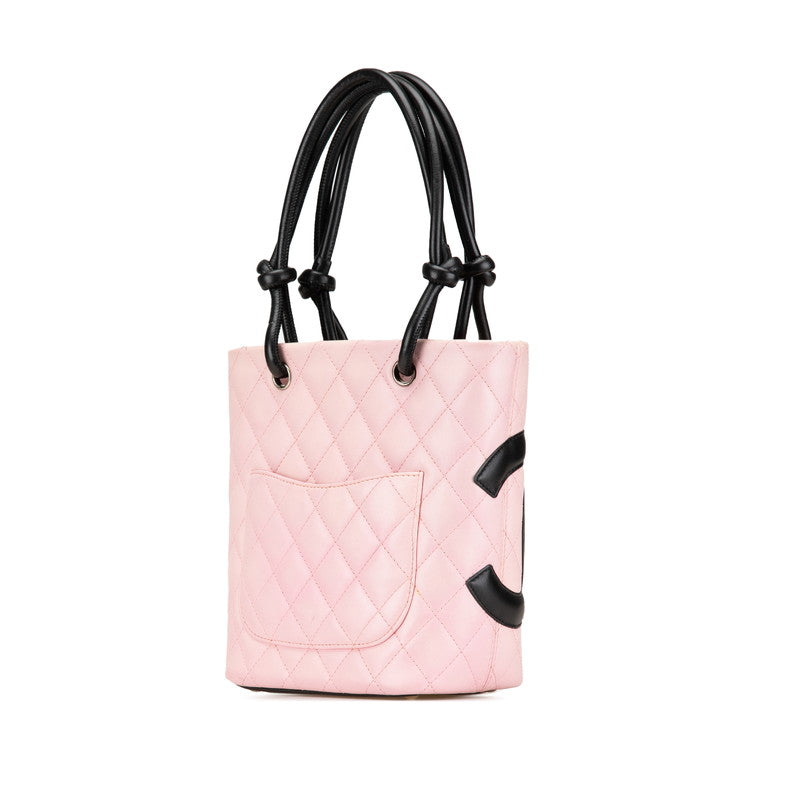 Top Quality Chanel Cambon Line Leather Handbag Pink Black
