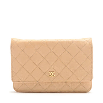 New 1:1 Rep Top Quality Chanel Matrasse Caviar S Chain Wallet Beige Gold