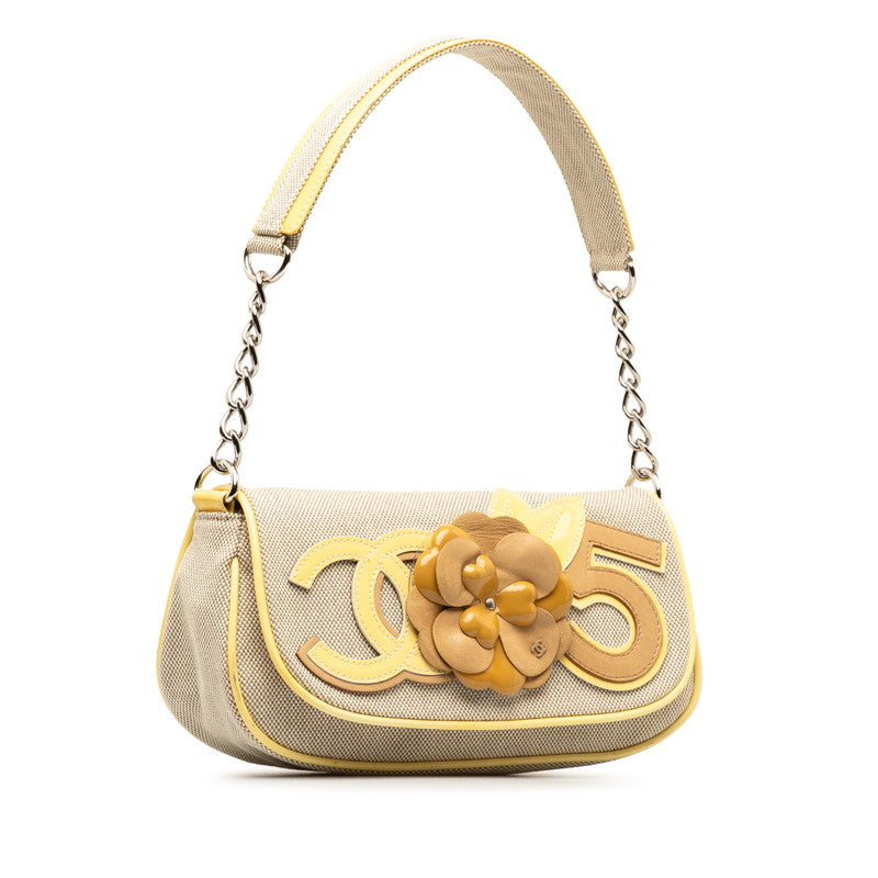 New 1:1 Rep Top Quality Chanel None.5 Camellia Chain One-Shoulder Bag Yellow Gr Canvas Patent Leather  Chanel