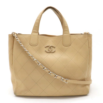 New 1:1 Rep Top Quality Chanel Matrasse Coco Tote Bag 2WAY Chain Shoulder Bag Caviar S Leather Beige AS0240