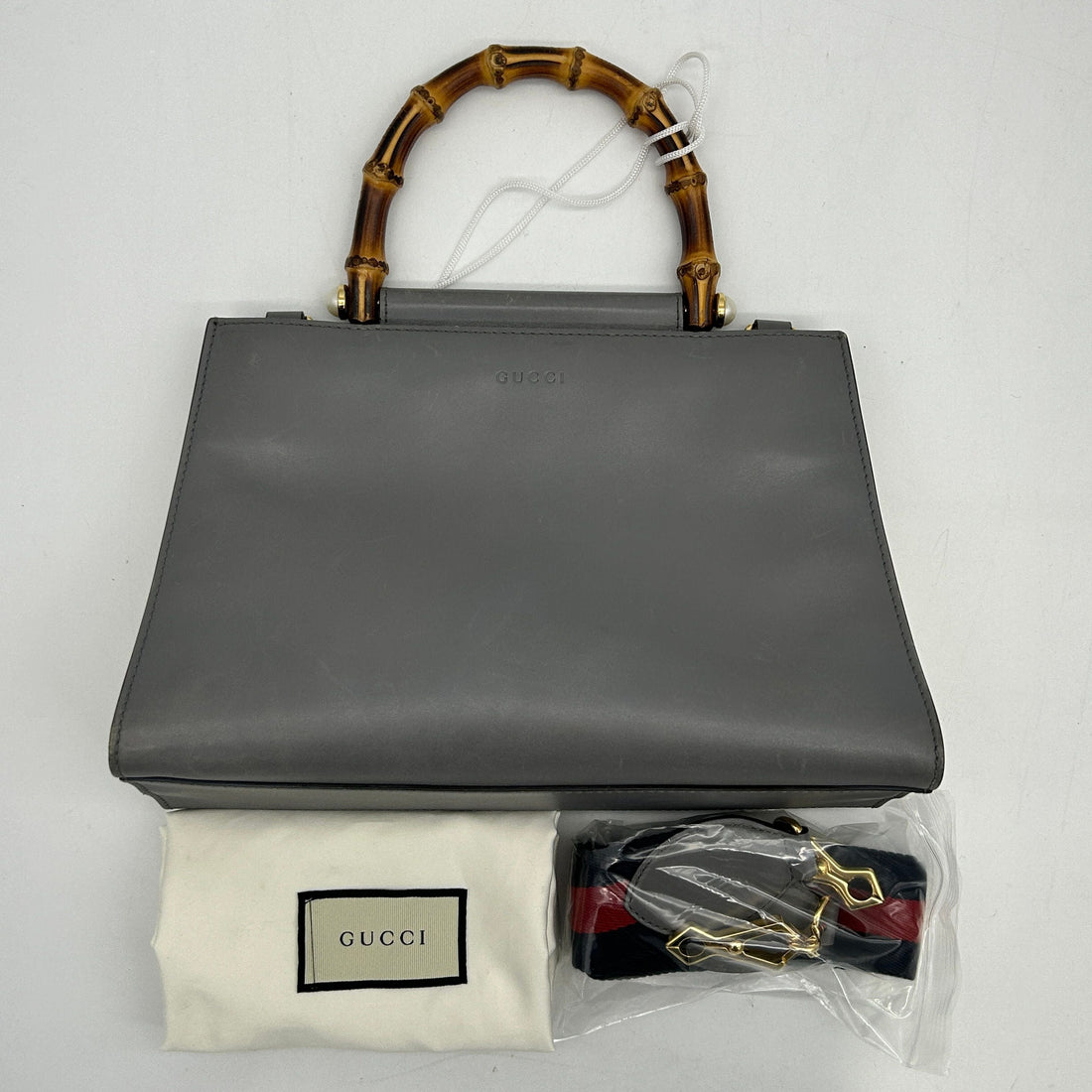 Gucci Bamboo Nymphaea Leather Satchel LA23314