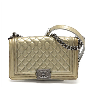 New 1:1 Rep Top Quality Chanel Boy New 1:1 Rep Top Quality Chanel 25 Patent Leather Chain Shoulder Bag G x Silver Silver  17 A67086
