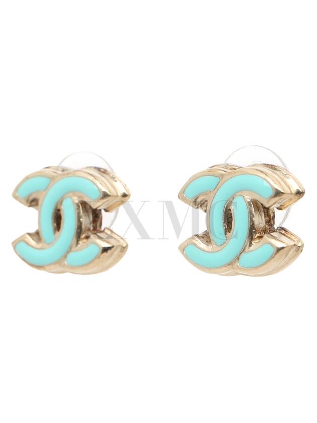 Earrings Tiffany Blue CC Logo Gold Chanel
