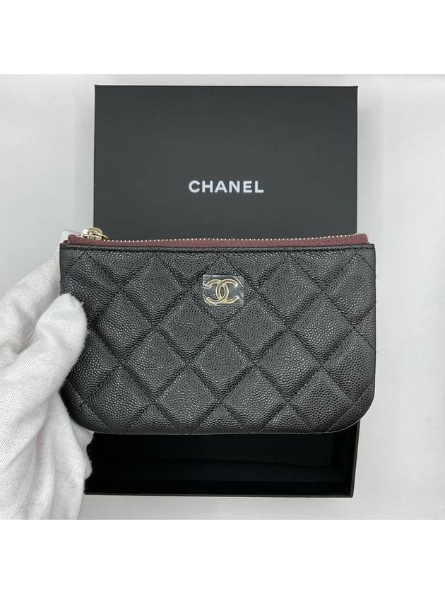 Gold CC Logo Small Calfskin Pouch Bag Black Chanel