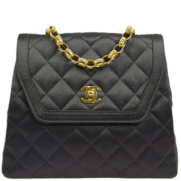 Top Quality Chanel * 1989-1991 Gray Satin Border Flap Bag & Pouch Set