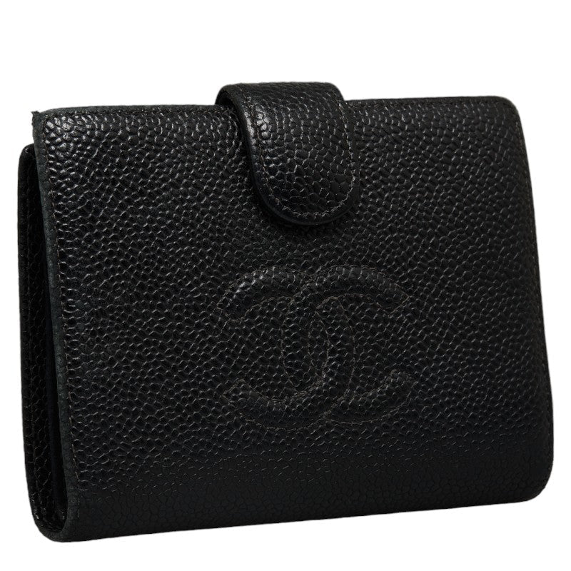 New 1:1 Rep Top Quality Chanel Cocomark Double Folded Wallet Black Caviar  Leather  CHANEL
