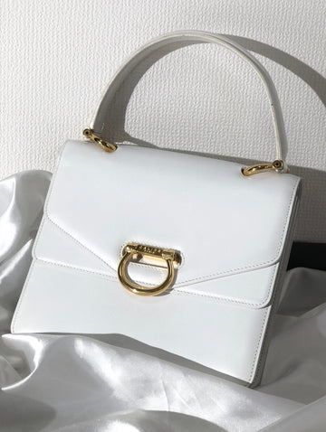 CELINE Horse bit Double Flap Leather Handbag White New 1:1 mxrdau